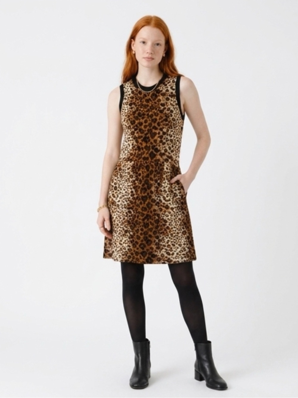 RED Valentino Sleeveless Leopard Print Mini Dress - Brown/Black